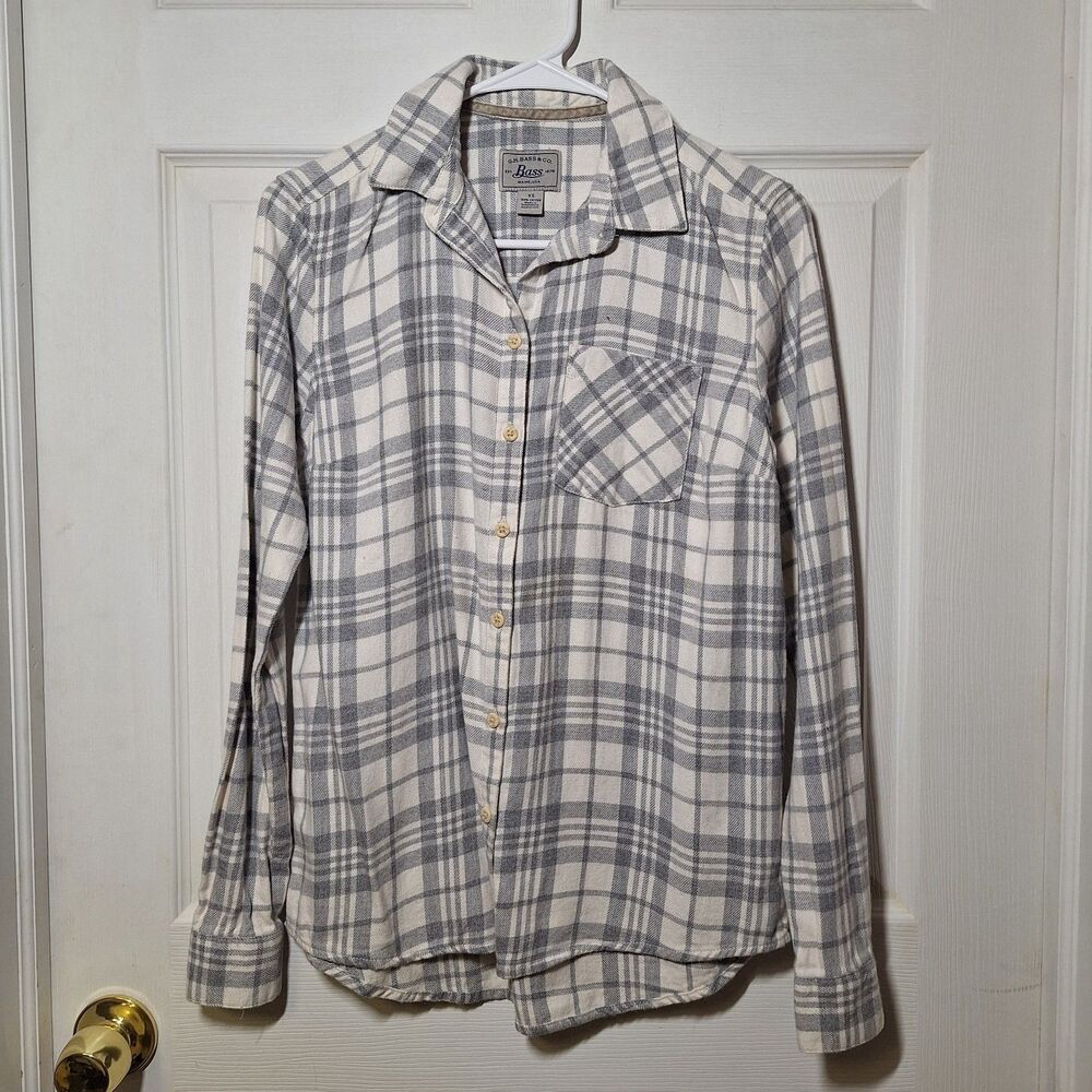 G.H. Bass & Co Grey White Plaid Flannel Long Sleeve Gorpcore Cabincore Size XS